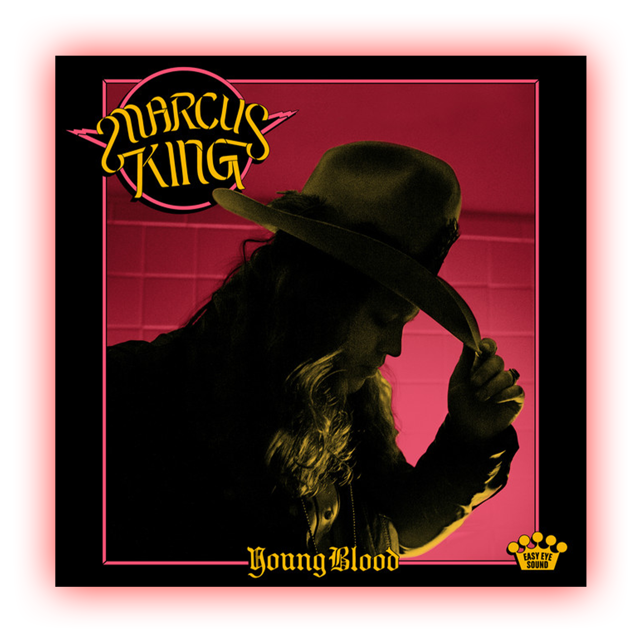 Album cover featuring a silhouetted figure wearing a hat against a reddish background.