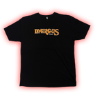 Black t-shirt with ’MARCUS KING’ printed in yellow and orange lettering on the front.