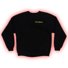 Black sweatshirt with ’Young Blood’ text embroidered on the chest.