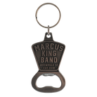 Metal keychain bottle opener featuring the ’Marcus King Band’ logo and text.