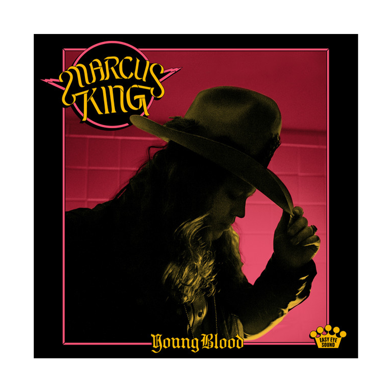 Album cover for ’Young Blood’ by Marcus King, featuring a silhouetted figure in a hat.