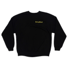 Black sweatshirt with ’Young Blood’ text embroidered on the chest.