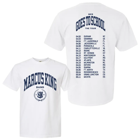 White Marcus King Band t-shirt.