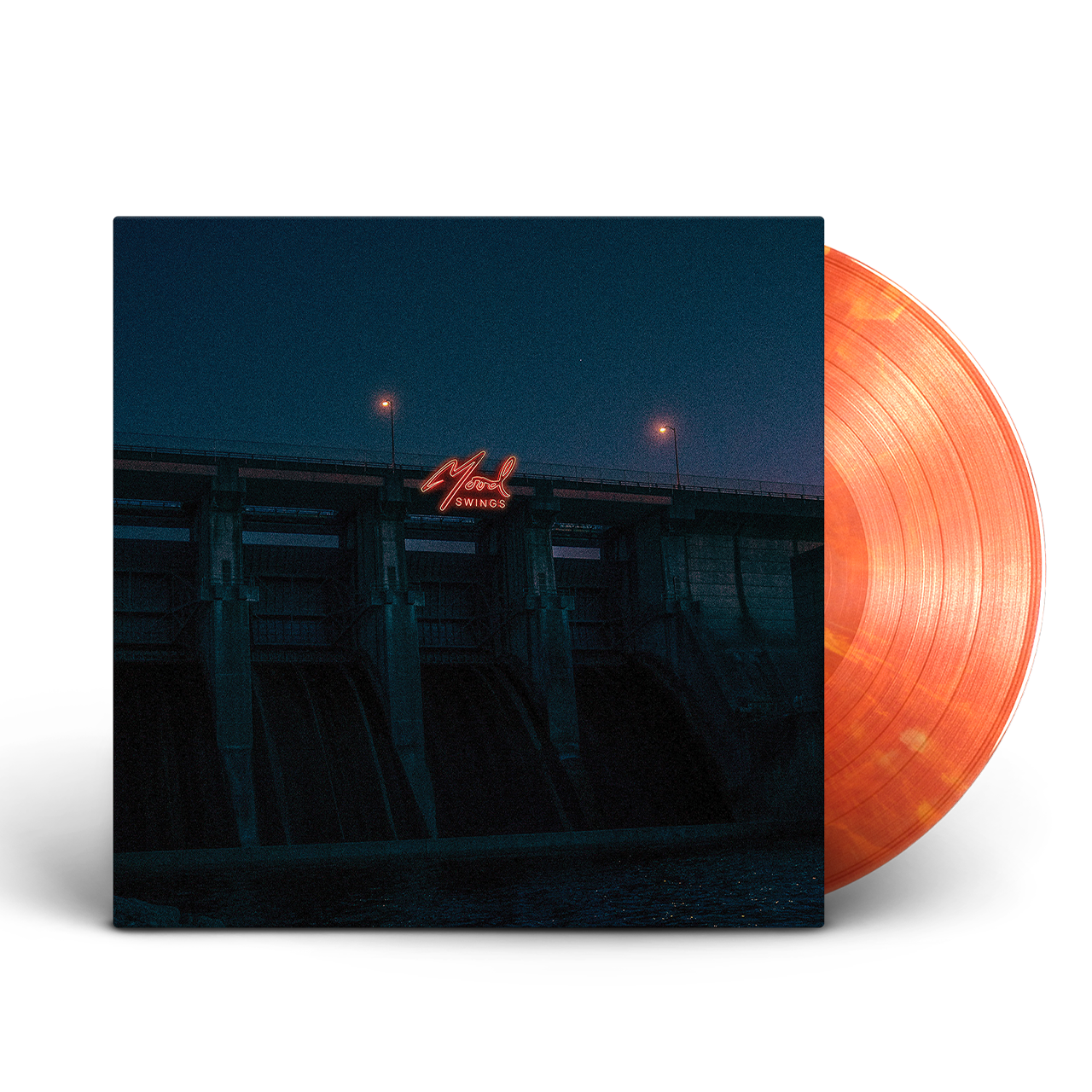 Orange vinyl record album.